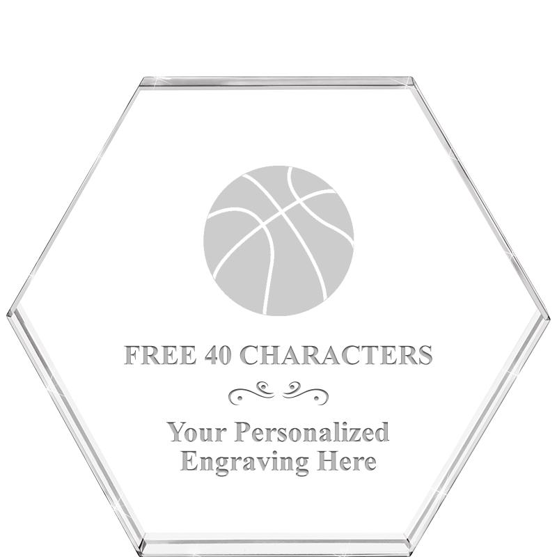 4"HEXAGON CRYSTAL PAPERWEIGHT