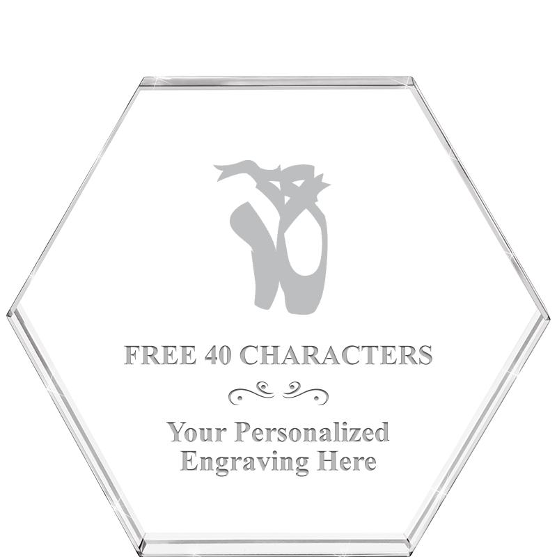 4"HEXAGON CRYSTAL PAPERWEIGHT