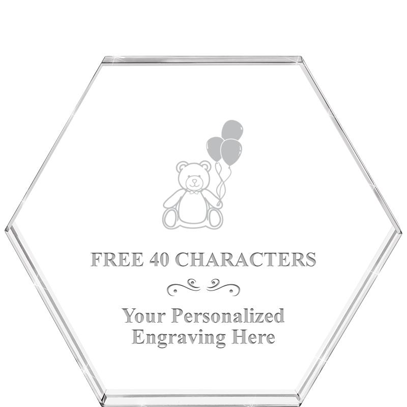 4"HEXAGON CRYSTAL PAPERWEIGHT