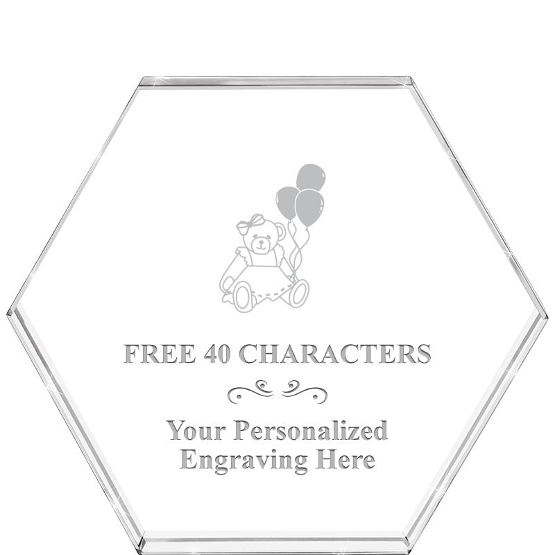 4"HEXAGON CRYSTAL PAPERWEIGHT