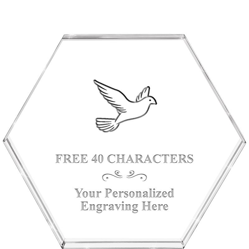 4"HEXAGON CRYSTAL PAPERWEIGHT