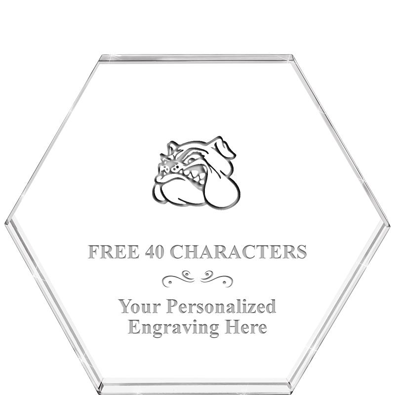 4"HEXAGON CRYSTAL PAPERWEIGHT