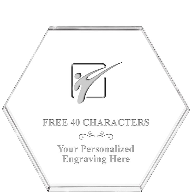 4"HEXAGON CRYSTAL PAPERWEIGHT