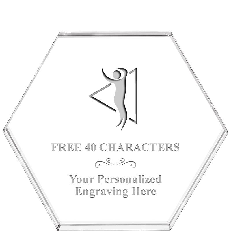 4"HEXAGON CRYSTAL PAPERWEIGHT