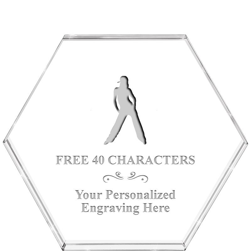 4"HEXAGON CRYSTAL PAPERWEIGHT