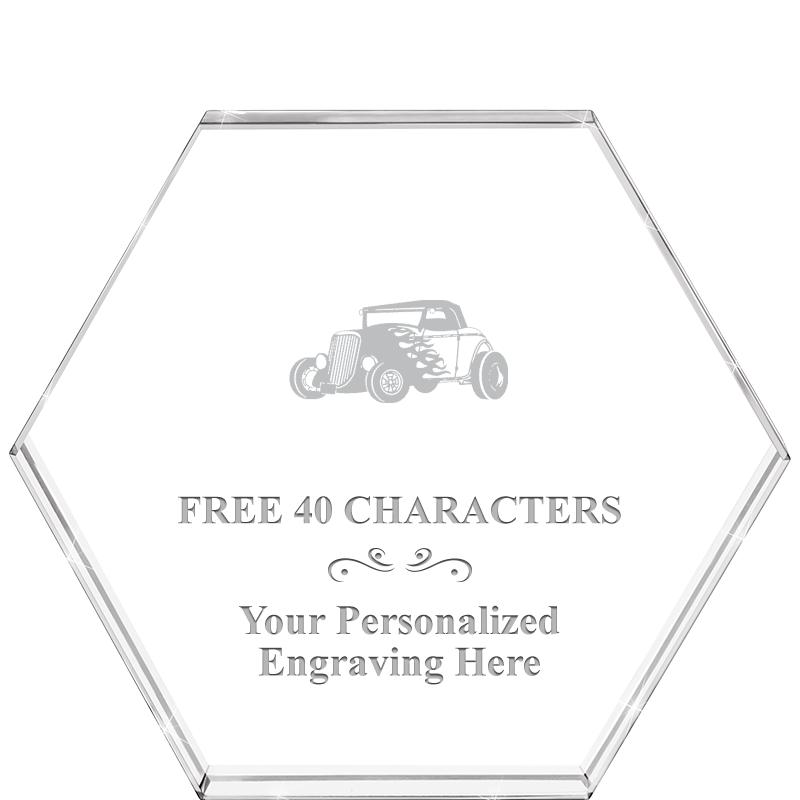 4"HEXAGON CRYSTAL PAPERWEIGHT