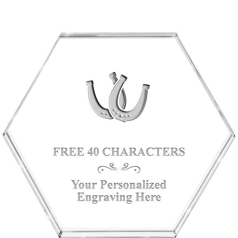 4"HEXAGON CRYSTAL PAPERWEIGHT