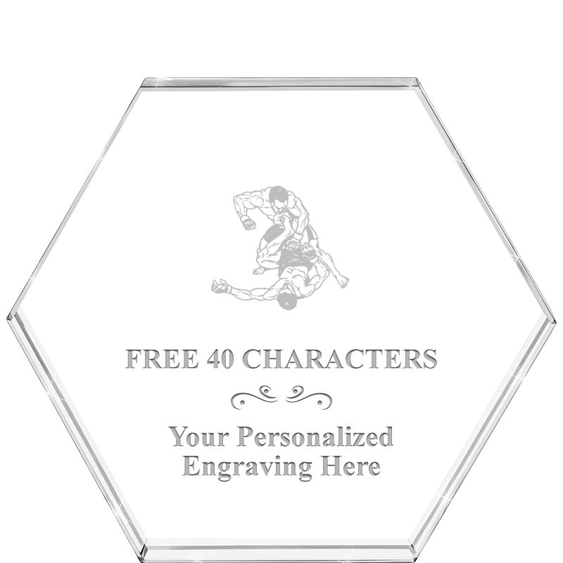 4"HEXAGON CRYSTAL PAPERWEIGHT