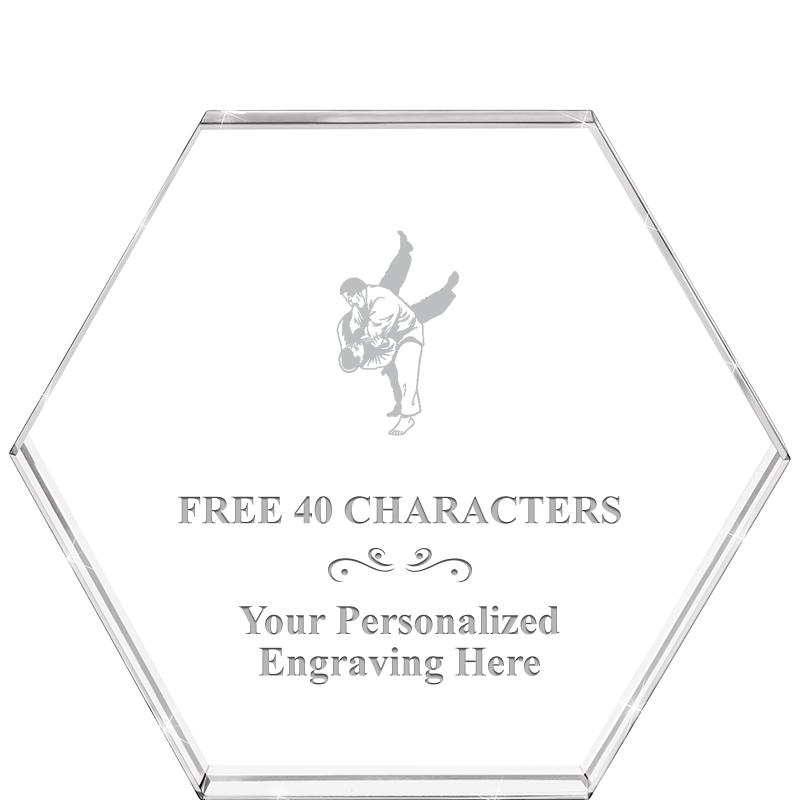 4"HEXAGON CRYSTAL PAPERWEIGHT