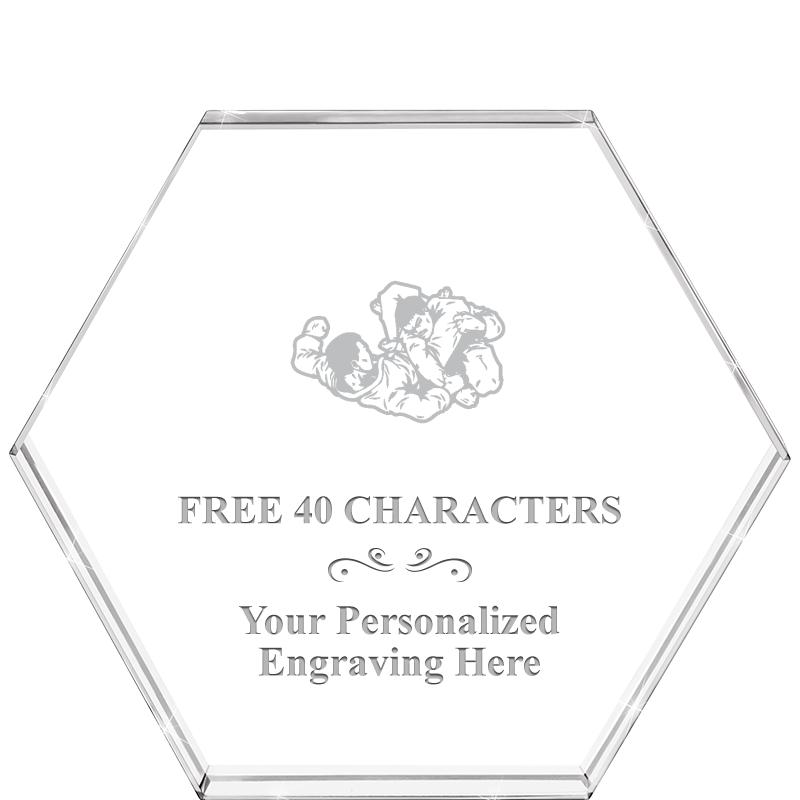 4"HEXAGON CRYSTAL PAPERWEIGHT