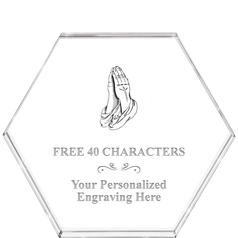 4"HEXAGON CRYSTAL PAPERWEIGHT