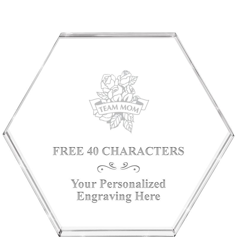 4"HEXAGON CRYSTAL PAPERWEIGHT