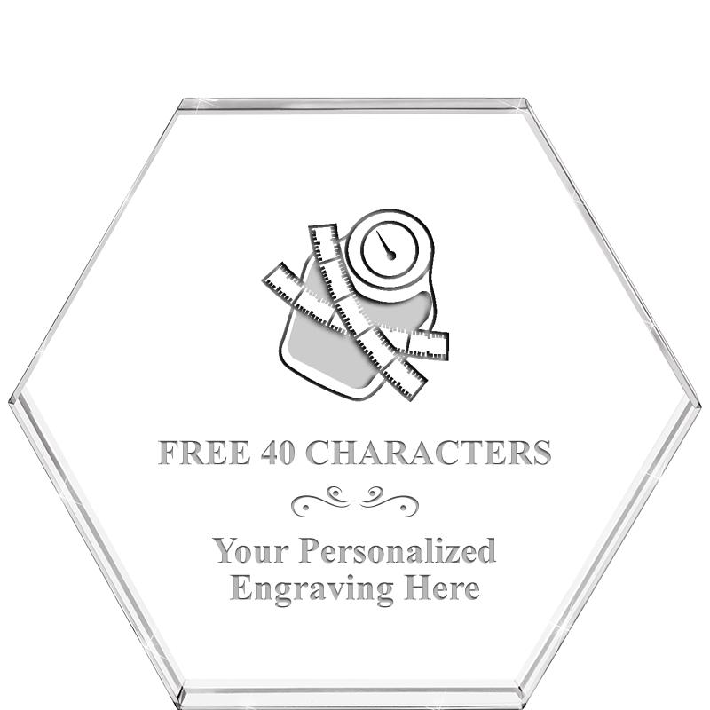 4"HEXAGON CRYSTAL PAPERWEIGHT