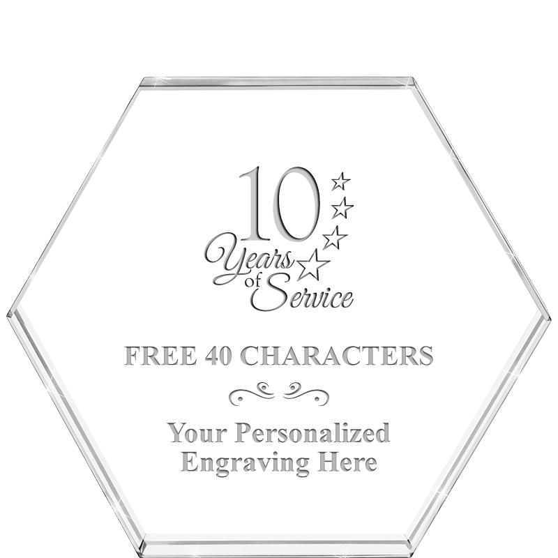 4"HEXAGON CRYSTAL PAPERWEIGHT