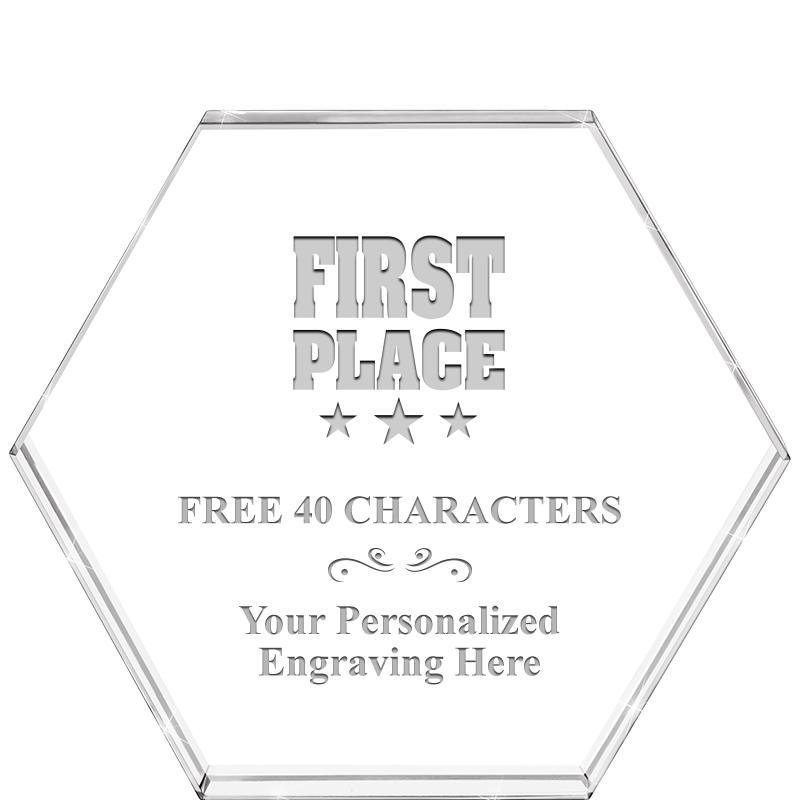 4"HEXAGON CRYSTAL PAPERWEIGHT