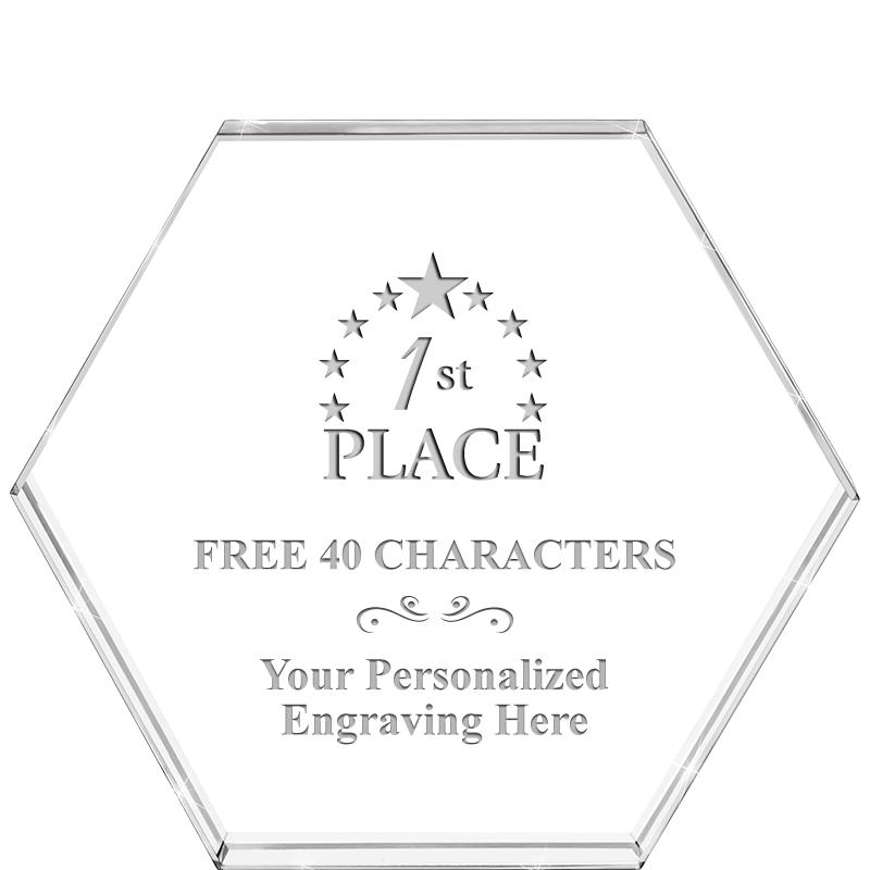 4"HEXAGON CRYSTAL PAPERWEIGHT