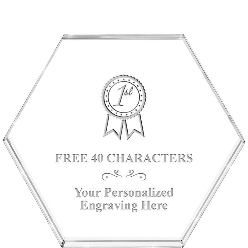 4"HEXAGON CRYSTAL PAPERWEIGHT