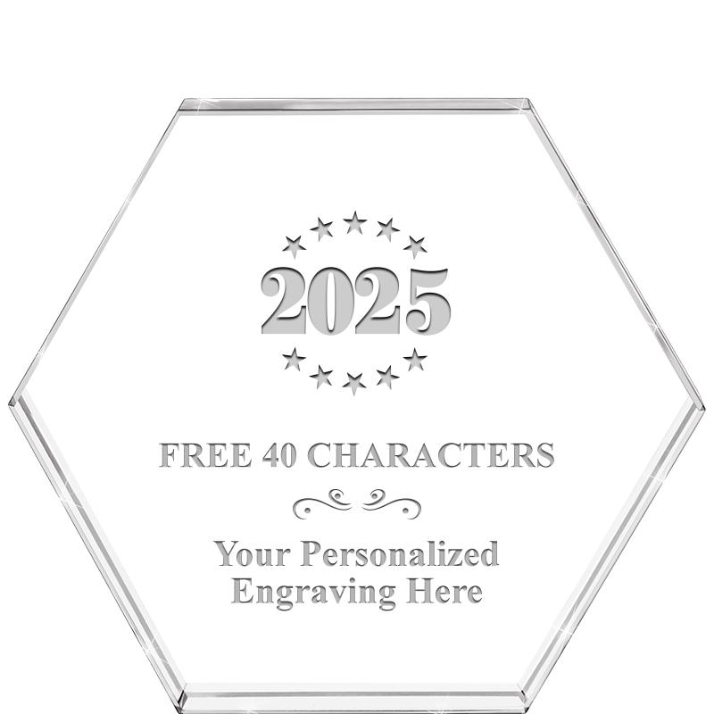 4"HEXAGON CRYSTAL PAPERWEIGHT