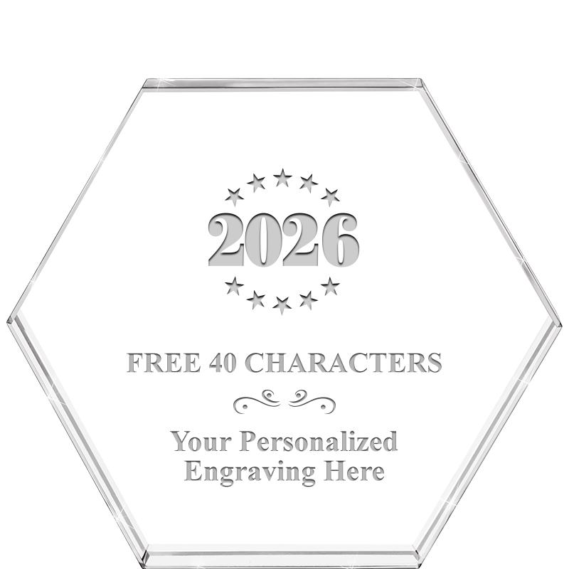 4"HEXAGON CRYSTAL PAPERWEIGHT