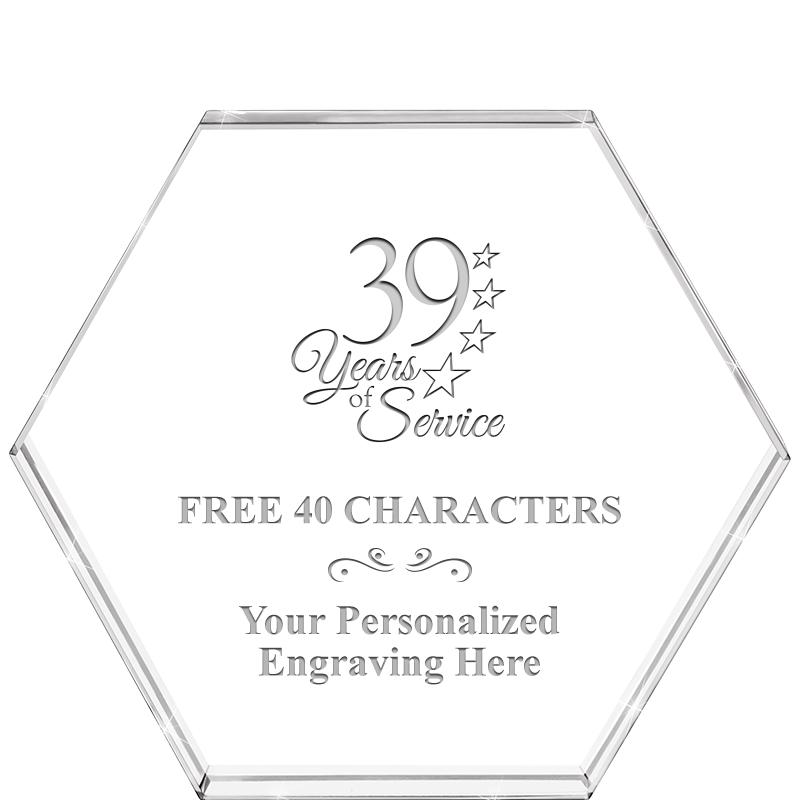 4"HEXAGON CRYSTAL PAPERWEIGHT