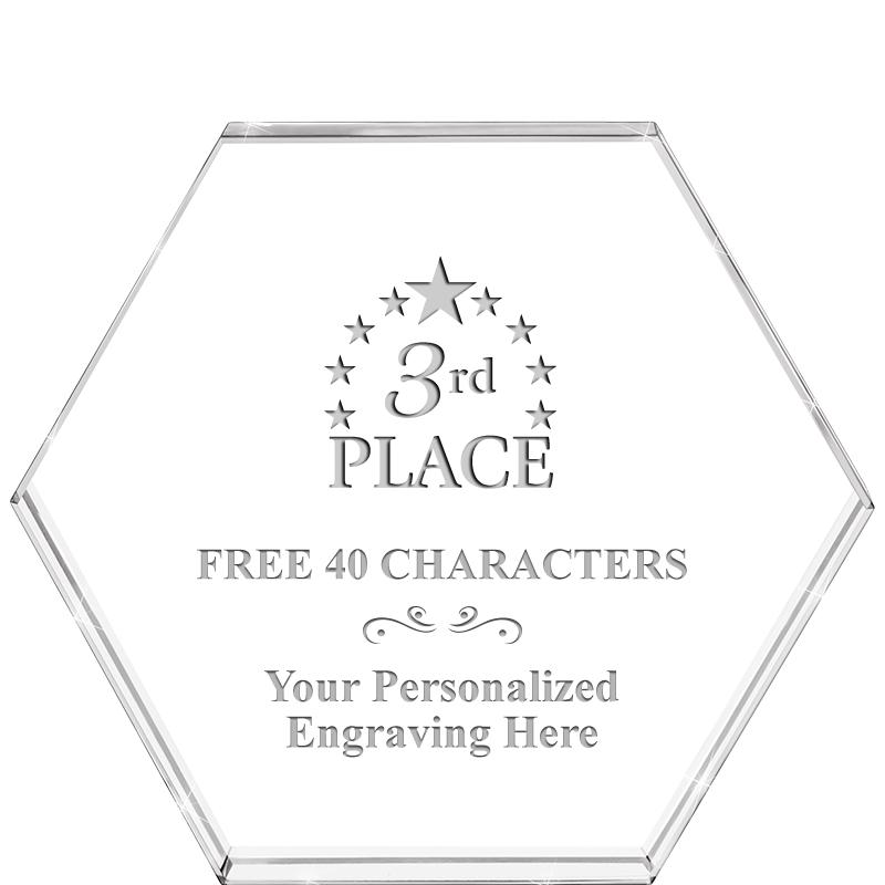 4"HEXAGON CRYSTAL PAPERWEIGHT