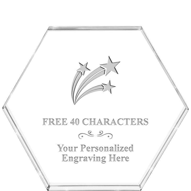 4"HEXAGON CRYSTAL PAPERWEIGHT