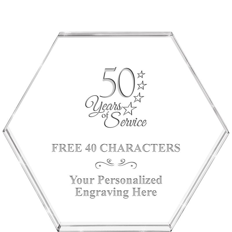 4"HEXAGON CRYSTAL PAPERWEIGHT