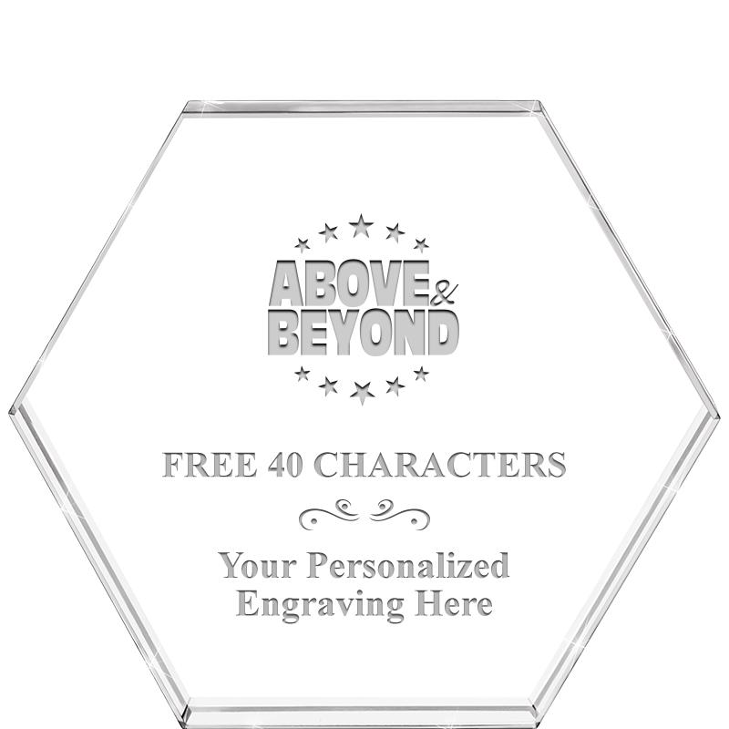 4"HEXAGON CRYSTAL PAPERWEIGHT