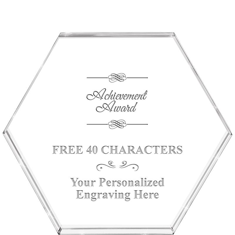 4"HEXAGON CRYSTAL PAPERWEIGHT