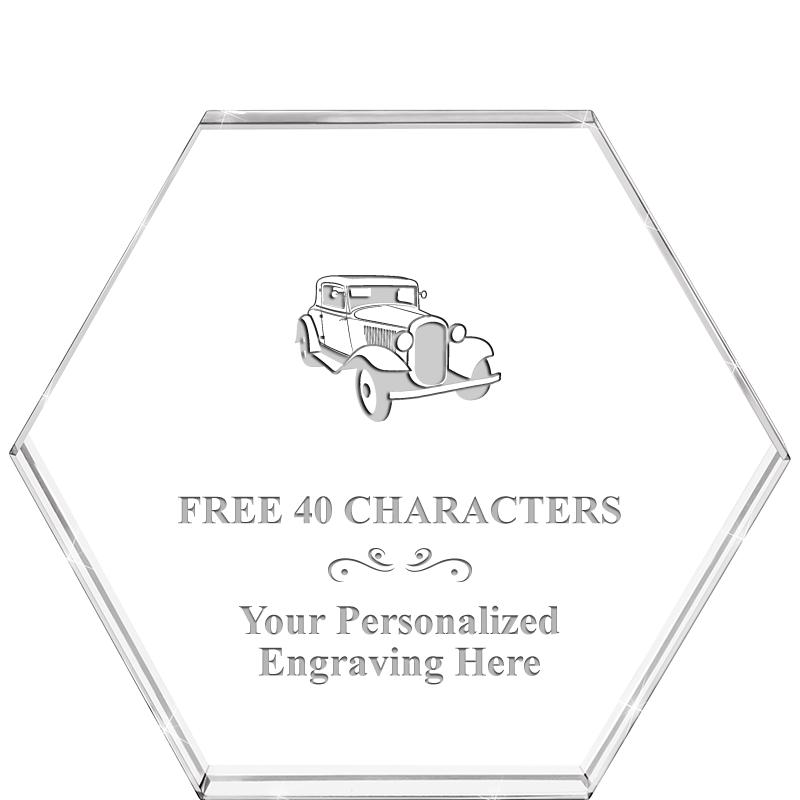 4"HEXAGON CRYSTAL PAPERWEIGHT