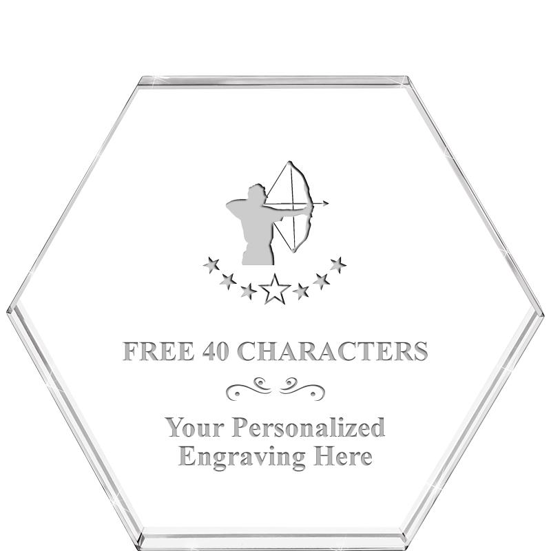 4"HEXAGON CRYSTAL PAPERWEIGHT