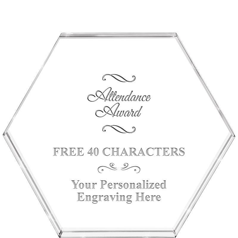 4"HEXAGON CRYSTAL PAPERWEIGHT