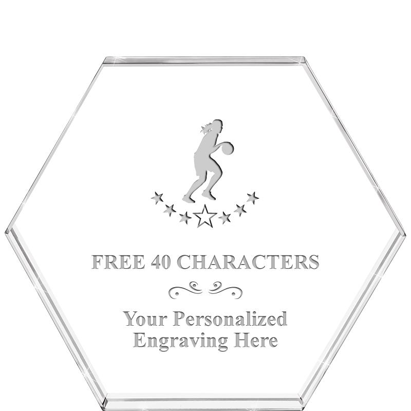 4"HEXAGON CRYSTAL PAPERWEIGHT