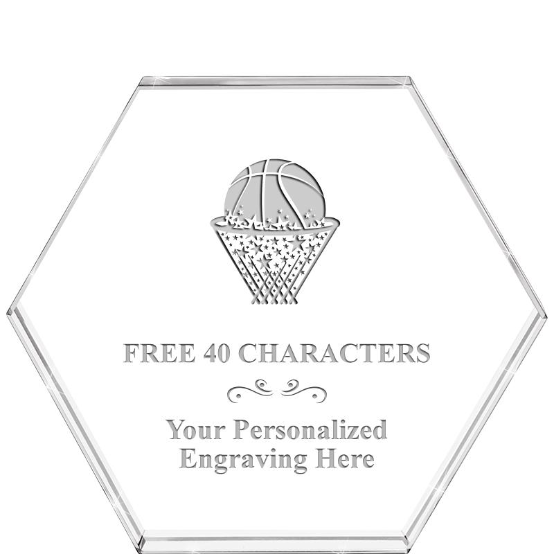 4"HEXAGON CRYSTAL PAPERWEIGHT