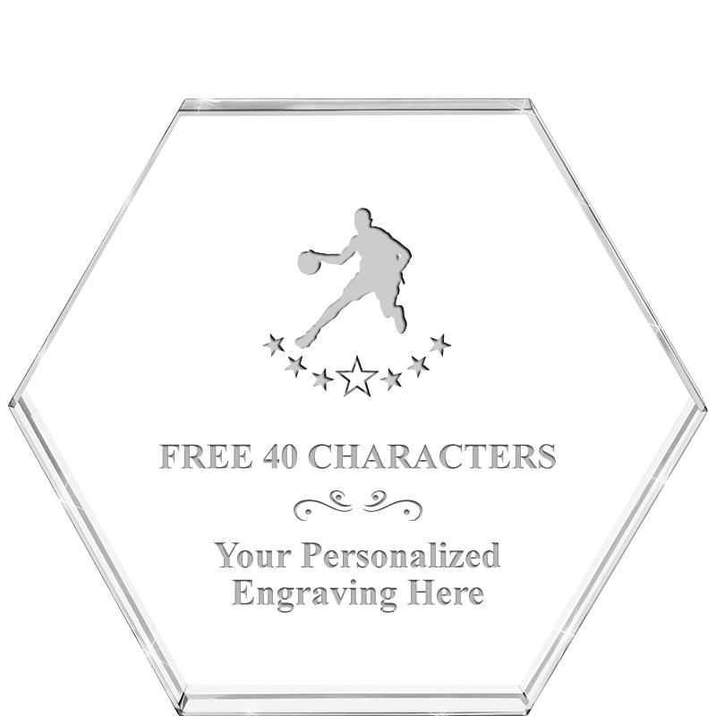 4"HEXAGON CRYSTAL PAPERWEIGHT