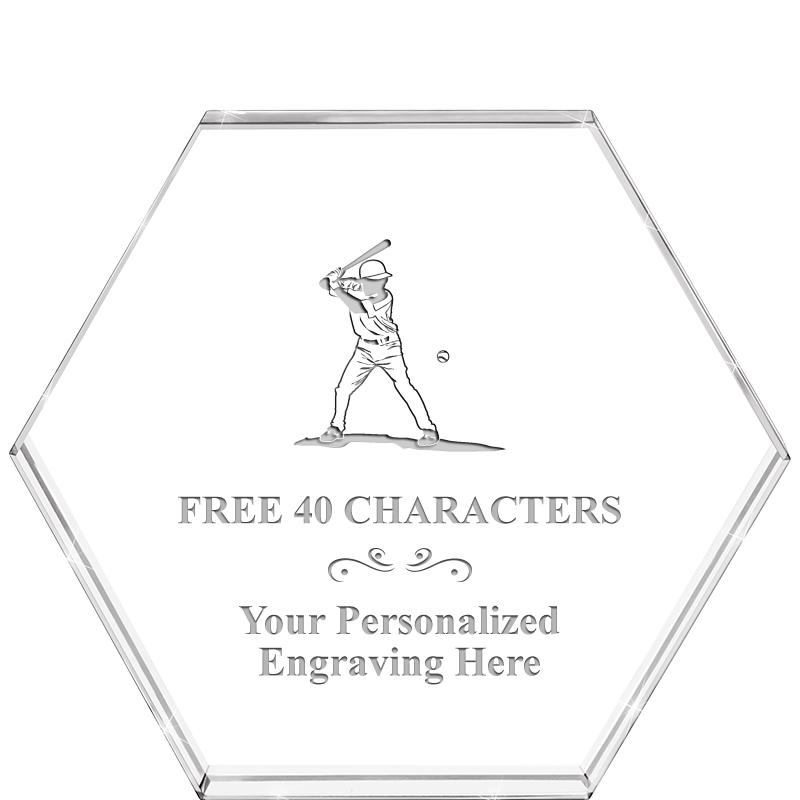 4"HEXAGON CRYSTAL PAPERWEIGHT