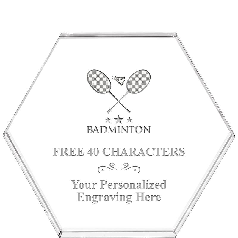 4"HEXAGON CRYSTAL PAPERWEIGHT