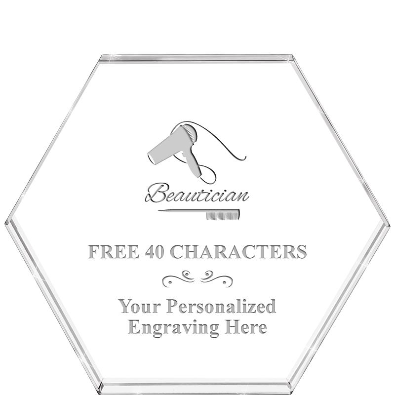 4"HEXAGON CRYSTAL PAPERWEIGHT