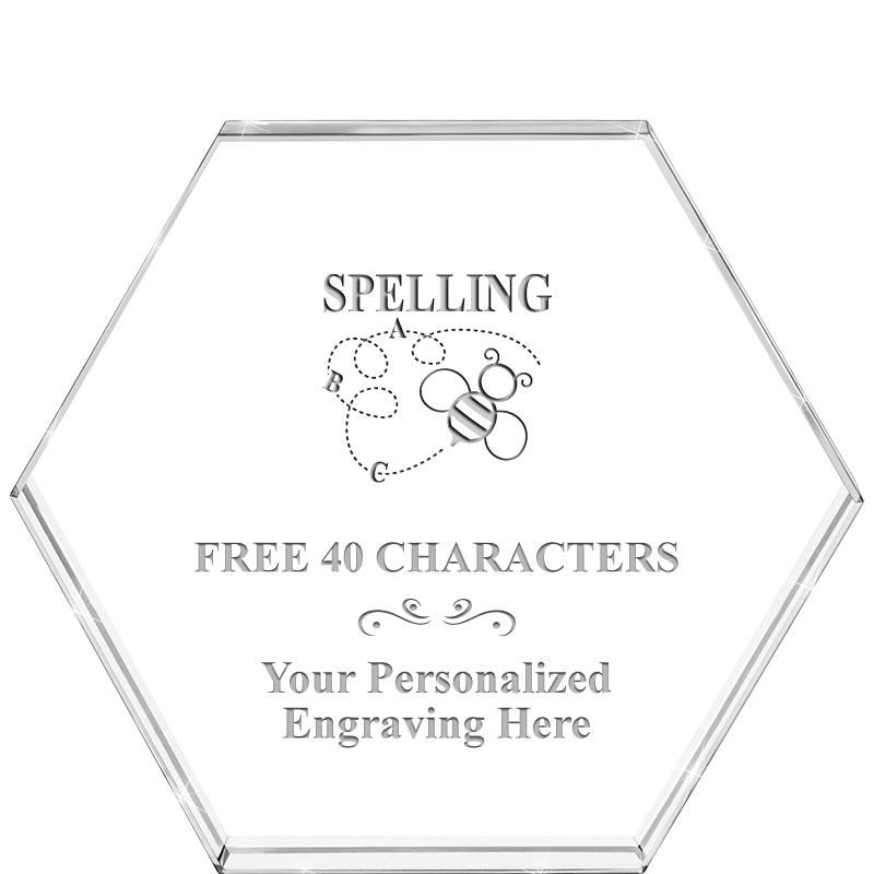 4"HEXAGON CRYSTAL PAPERWEIGHT