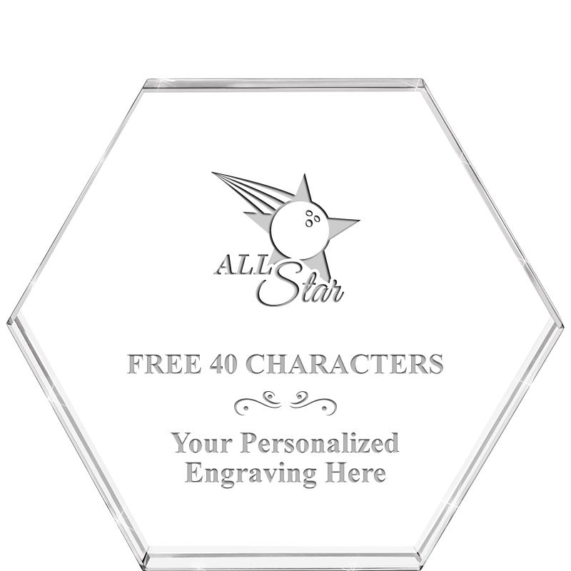 4"HEXAGON CRYSTAL PAPERWEIGHT