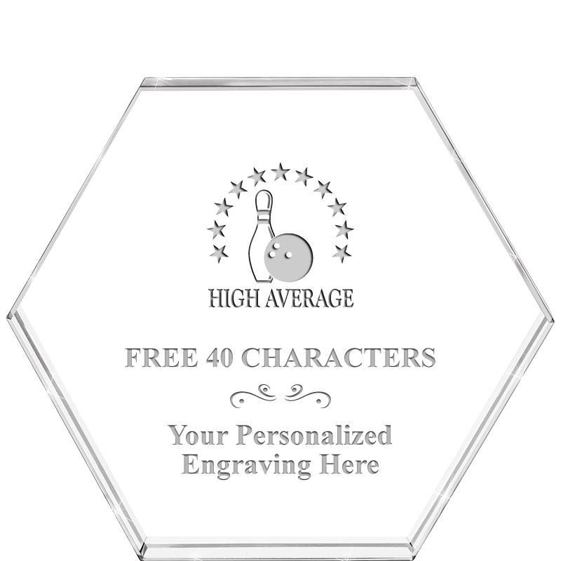 4"HEXAGON CRYSTAL PAPERWEIGHT