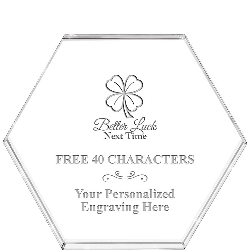 4"HEXAGON CRYSTAL PAPERWEIGHT