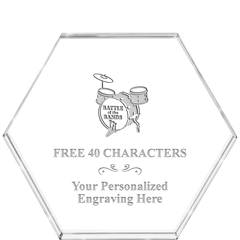 4"HEXAGON CRYSTAL PAPERWEIGHT