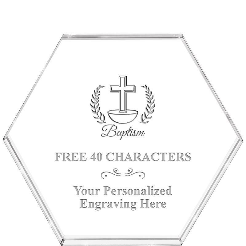 4"HEXAGON CRYSTAL PAPERWEIGHT