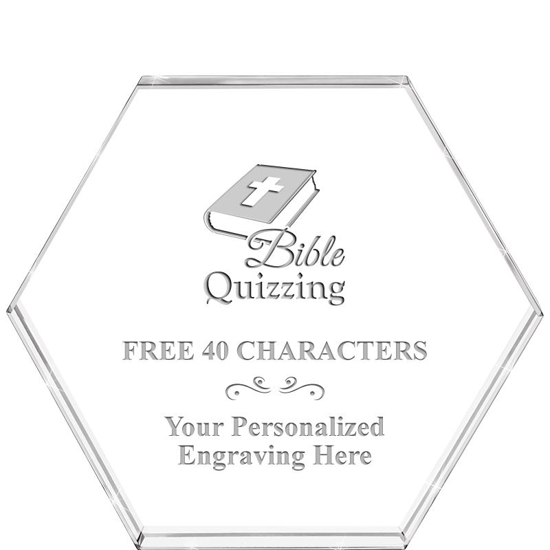 4"HEXAGON CRYSTAL PAPERWEIGHT