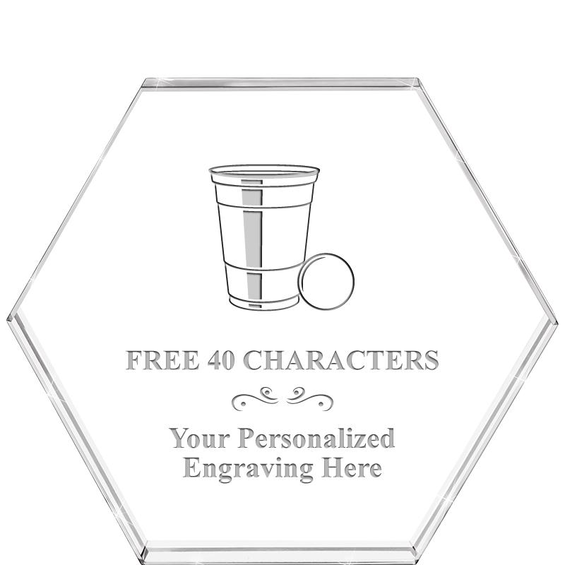 4"HEXAGON CRYSTAL PAPERWEIGHT