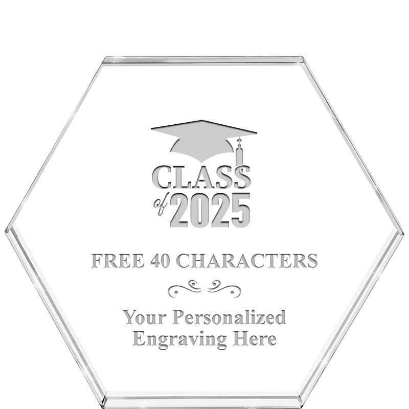 4"HEXAGON CRYSTAL PAPERWEIGHT