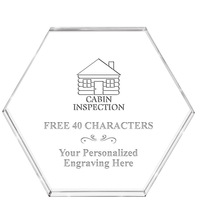 4"HEXAGON CRYSTAL PAPERWEIGHT