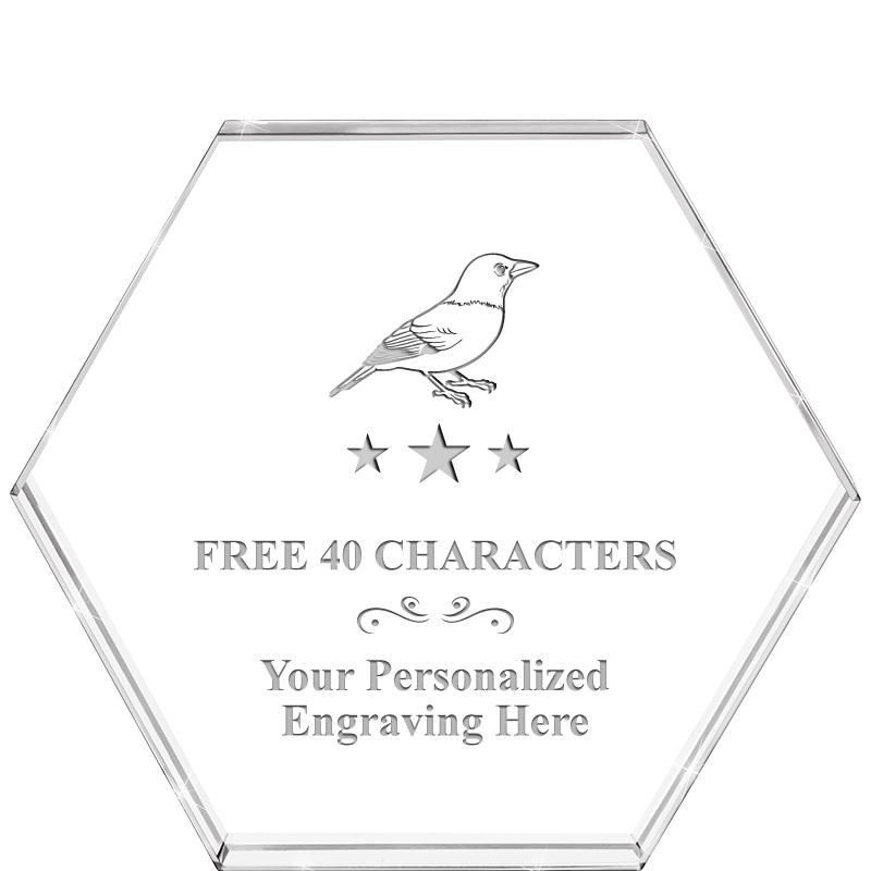 4"HEXAGON CRYSTAL PAPERWEIGHT