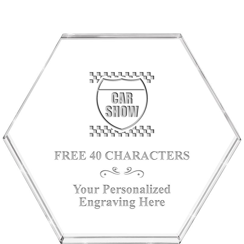 4"HEXAGON CRYSTAL PAPERWEIGHT